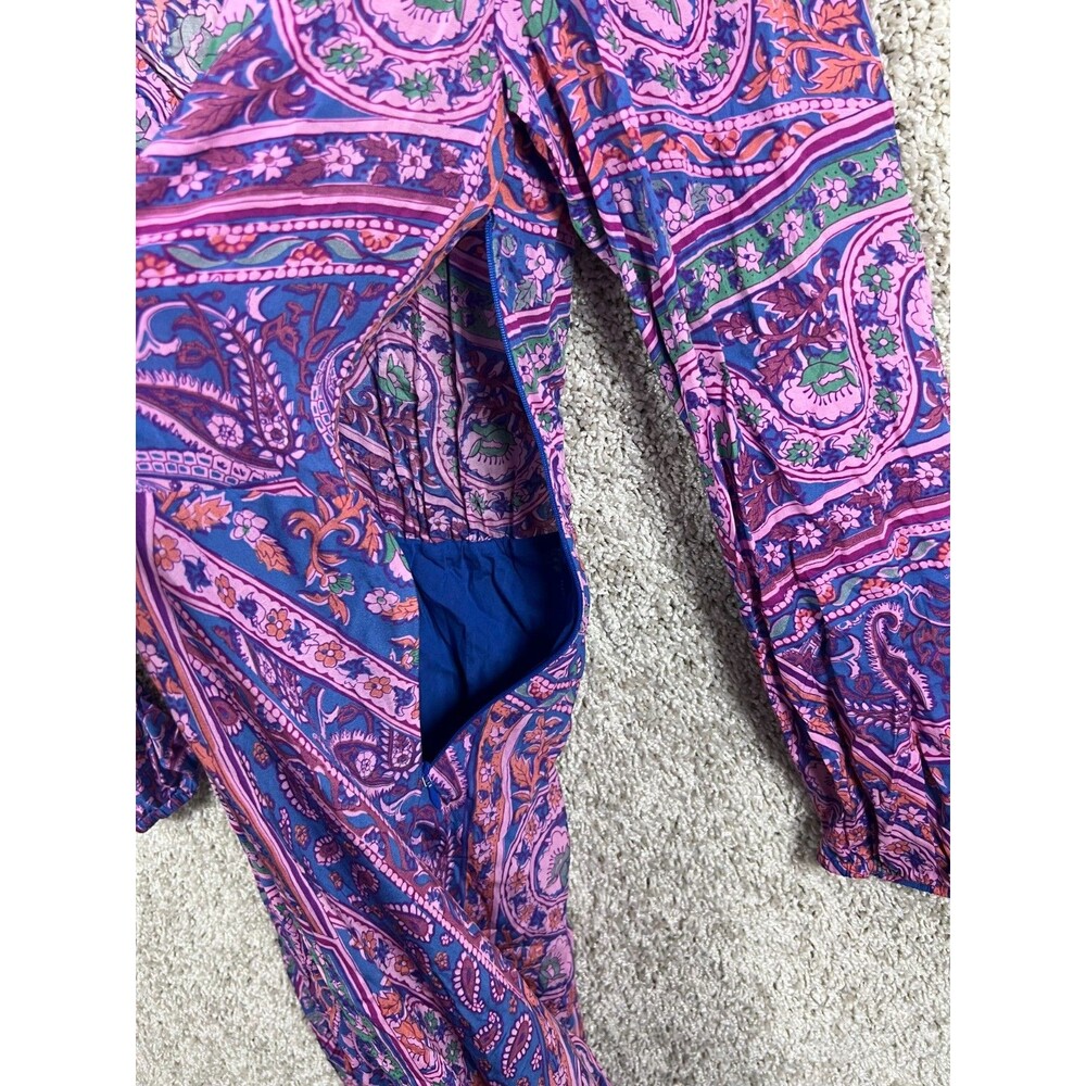 ba&sh Paisley Print V-Neck Long Sleeve Dress Multicolor size L - Picture 6 of 9
